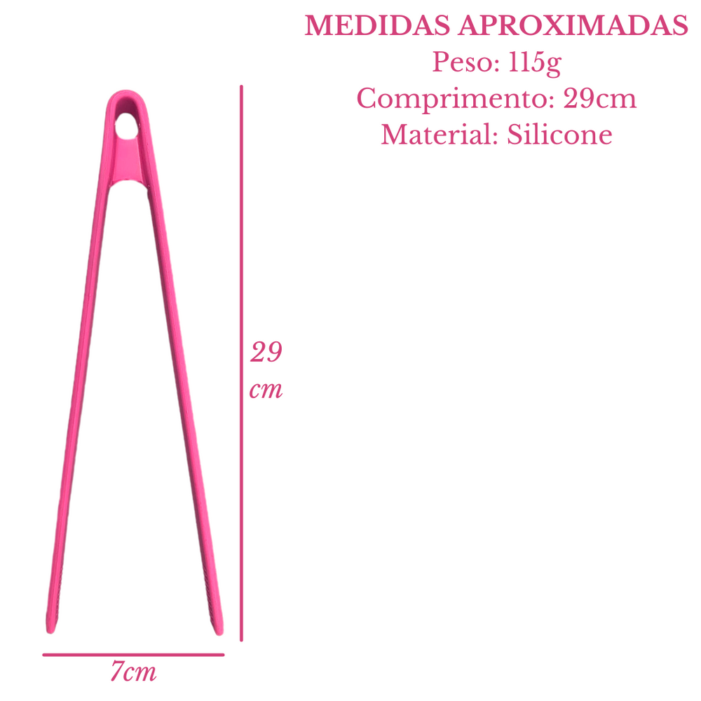 Pinça de Silicone Gourmet 29cm Rosa GP