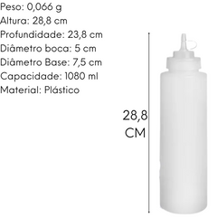 Bisnaga Graduada 1L Transparente Molho GP