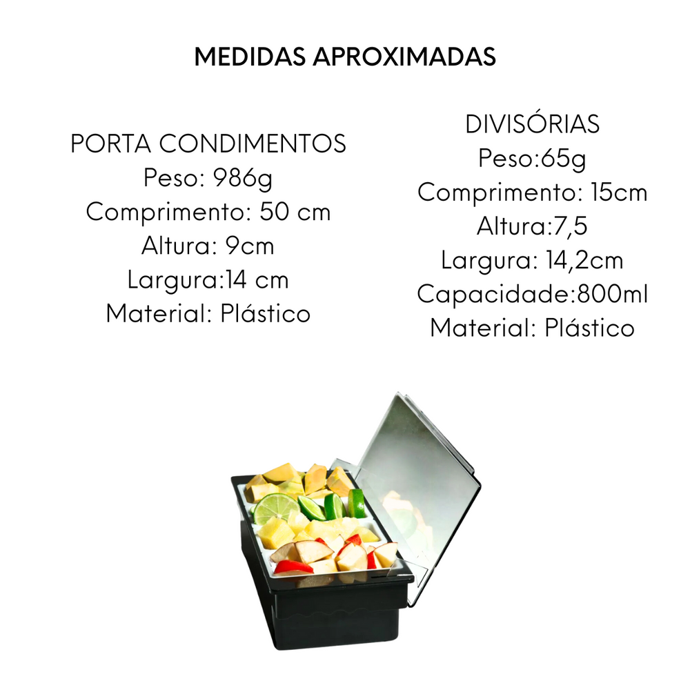 Porta Condimentos Com 3 Divisória e Tampa GP
