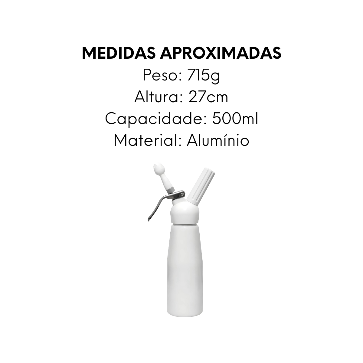 Garrafa Chantilly Com 3 Bicos 500ml - A Gourmet