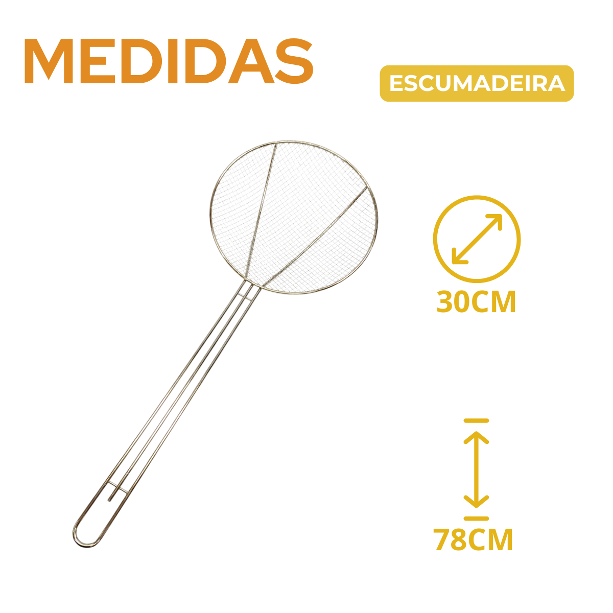 Escumadeira Fritura Aramado 78cm