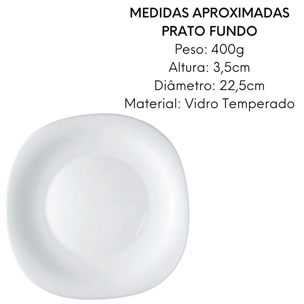 Prato Parma Fundo 22cm Vidro Temperado Day Home