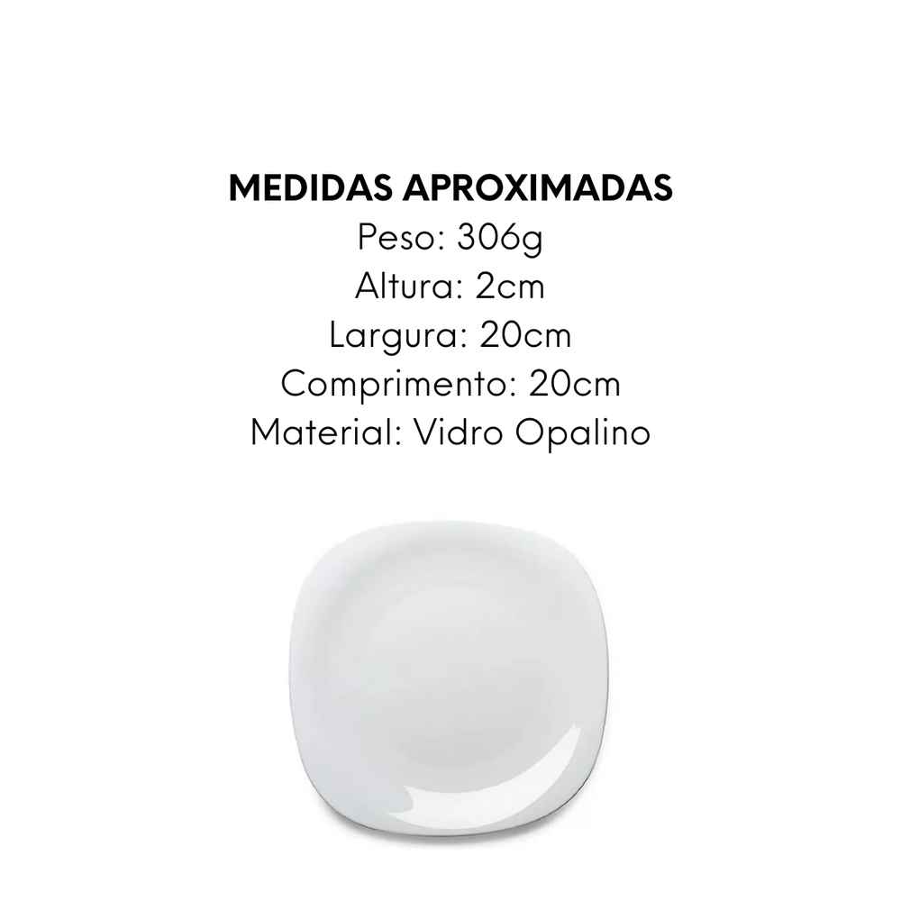 Prato Sobremesa Parma de Vidro Opalino Day Home