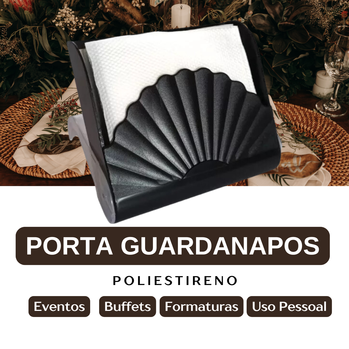 Porta Guardanapo Keita Preto - A Gourmet