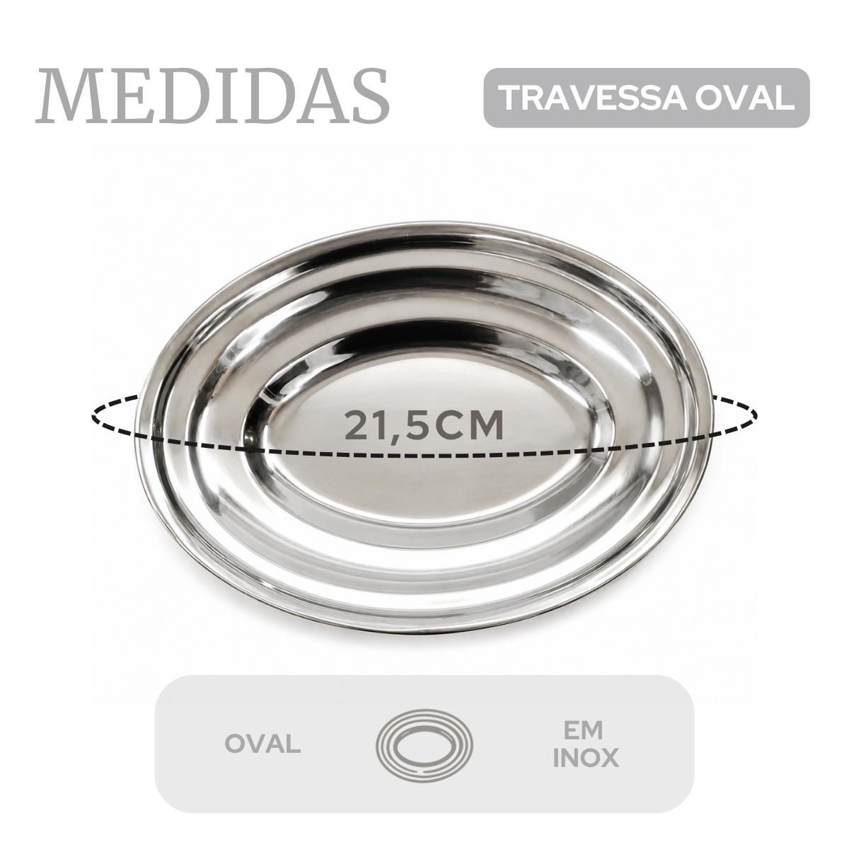 Travessa Aluminio Rasa Servir 21cm