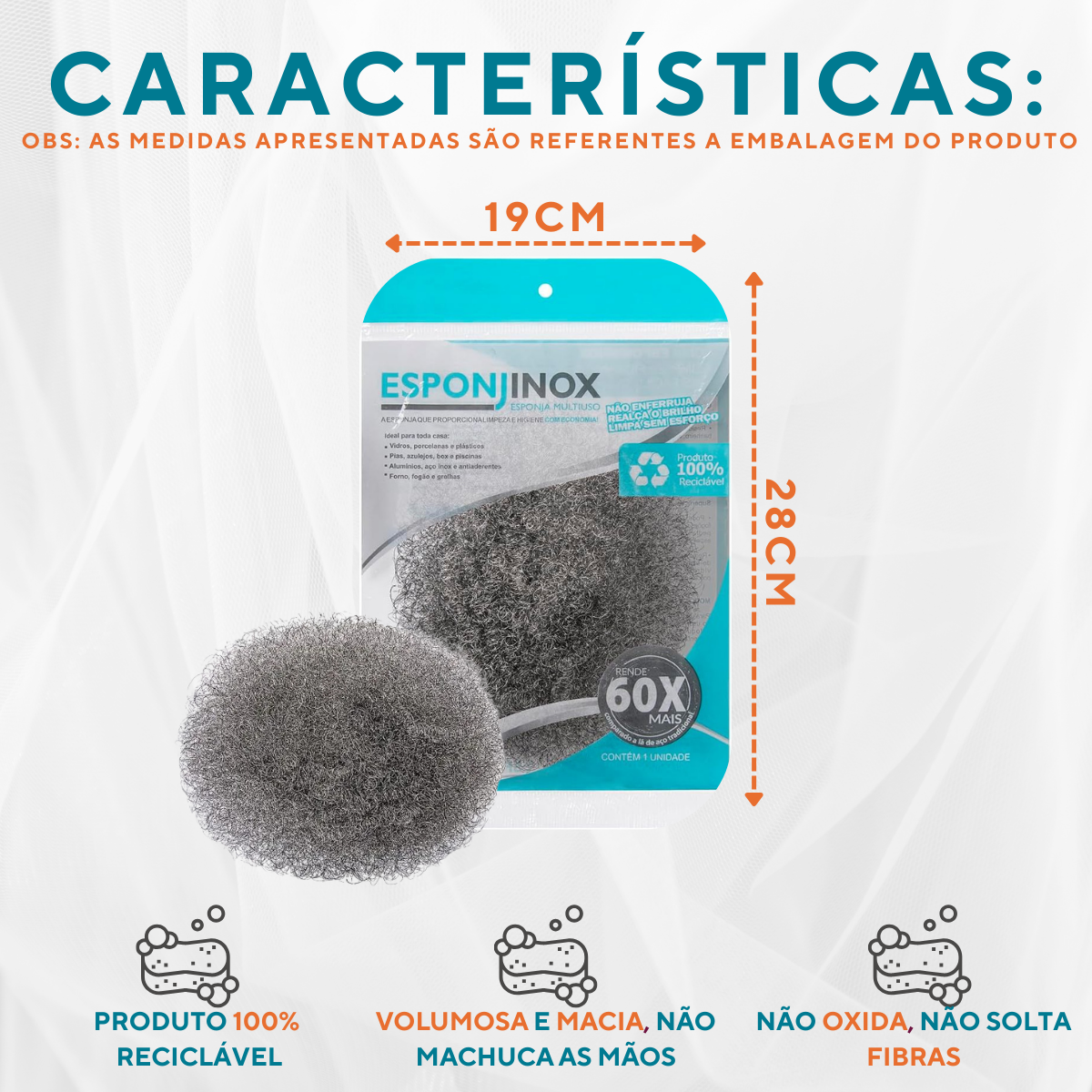 Esponja Multiuso Aço Inox