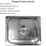 Tampa Cuba Aço inox ½ S/ Recorte - A Gourmet