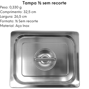 Tampa Cuba Aço inox ½ S/ Recorte - A Gourmet