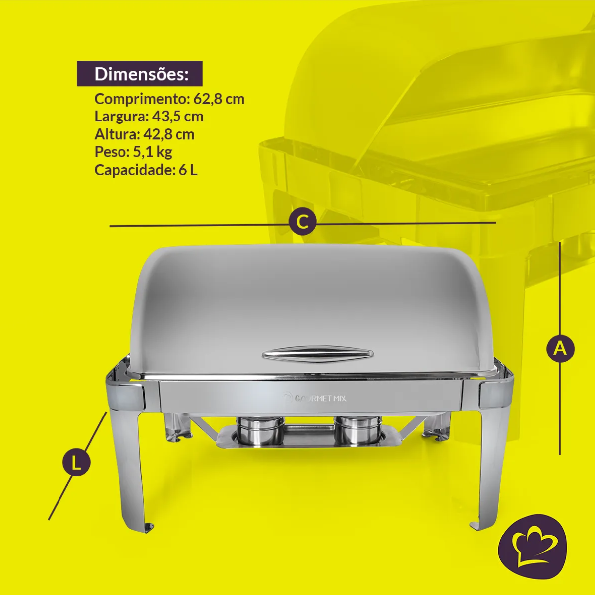 Rechaud Basculante Retangular Buffet