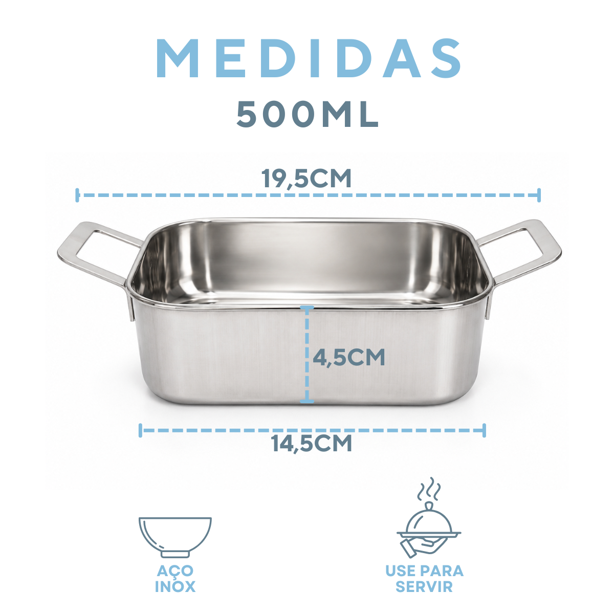 Travessa inox servir 500ml