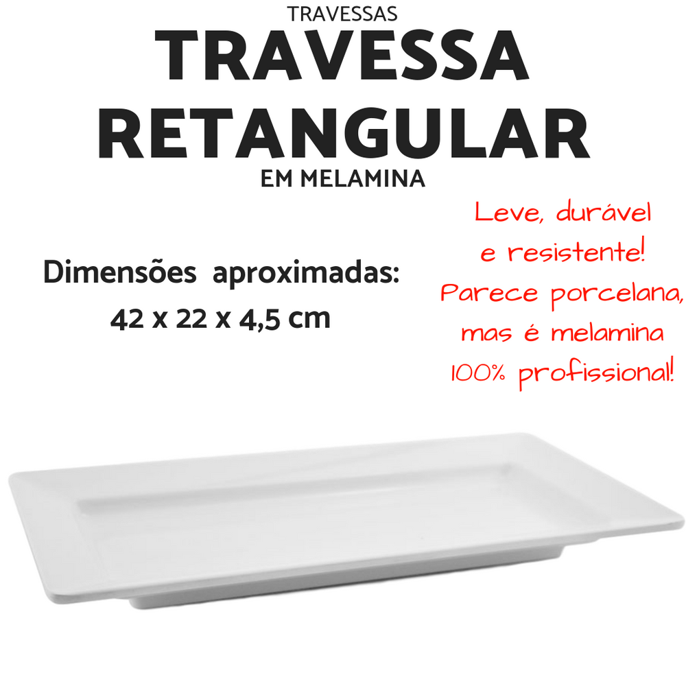 Travessa de Melamina 42cm Branca Gourmet Mix