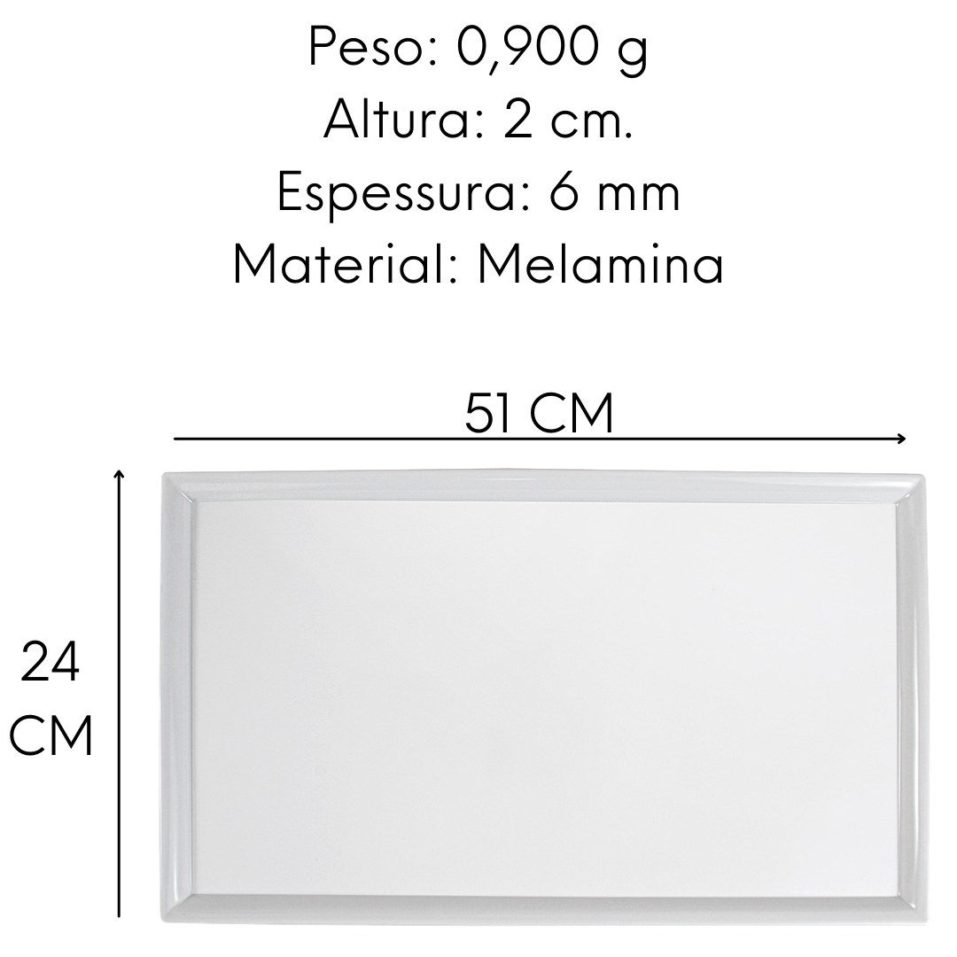 Bandeja Retangular em Melamina 51cm Gourmet Mix