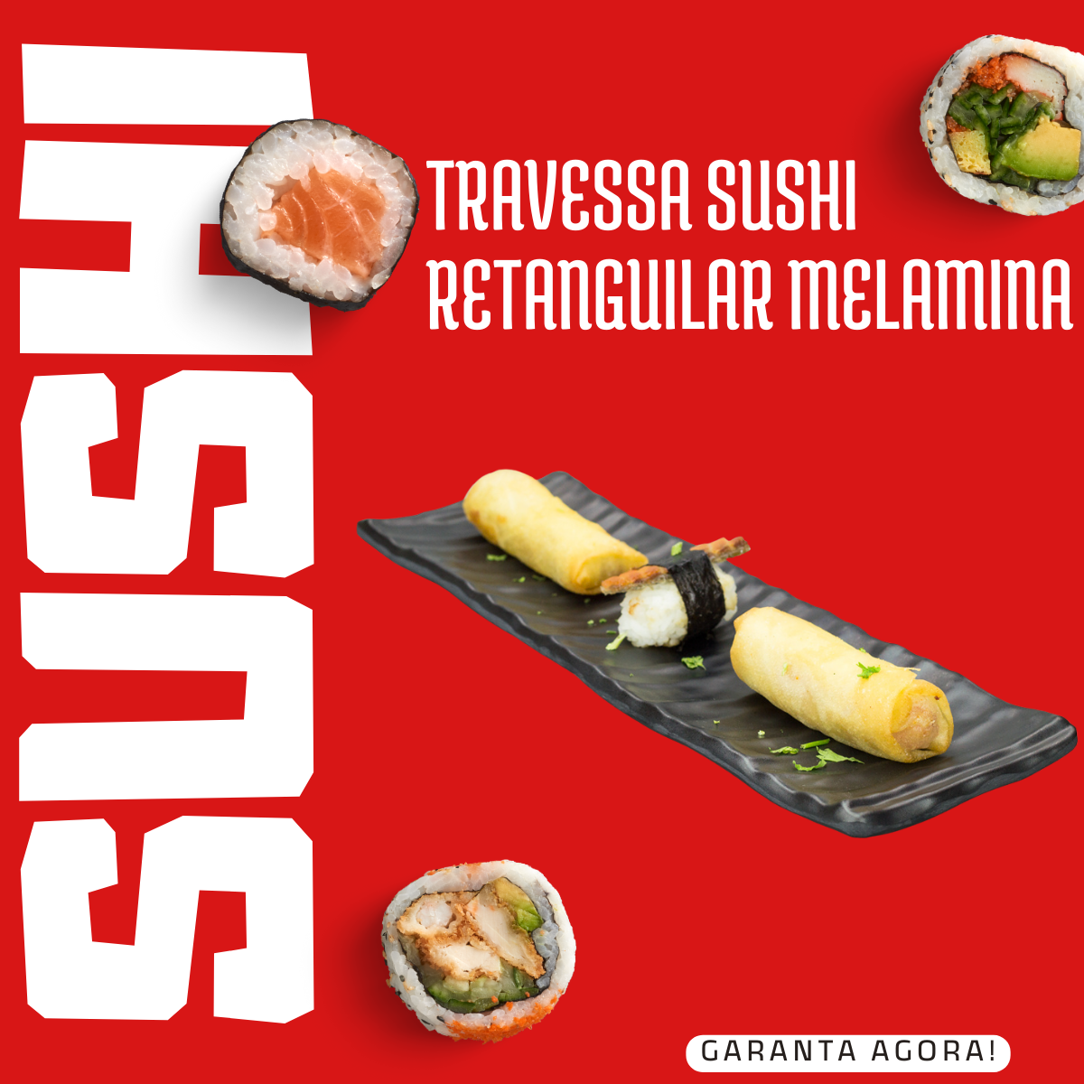 Travessa Sushi Sashimi Retangular de Melamina - A Gourmet