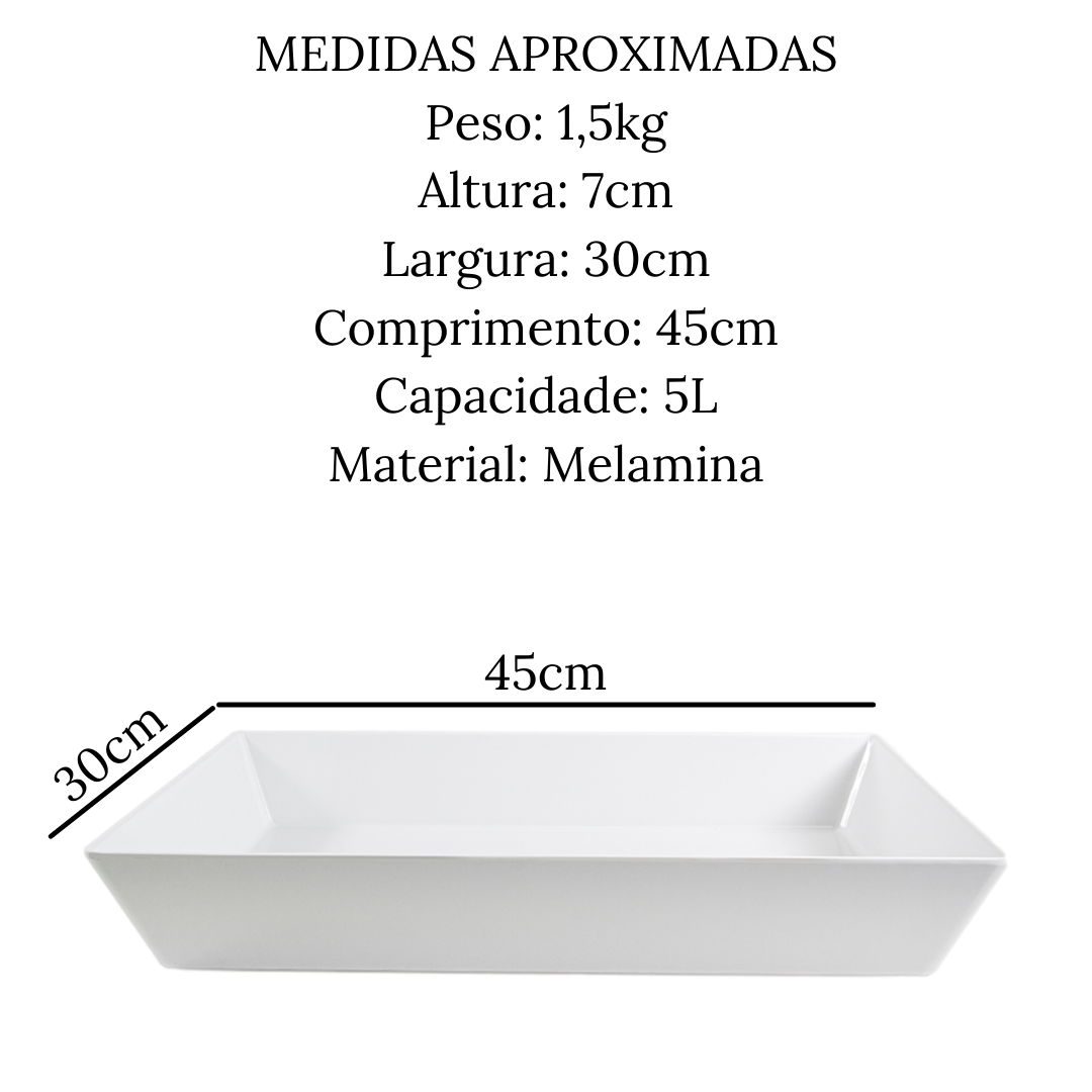Travessa Retangular Melamina 45cm Gourmet Mix