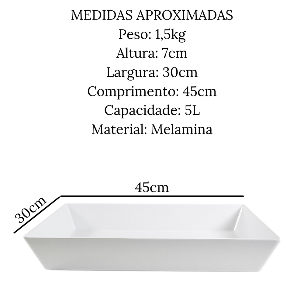 Travessa Retangular Melamina 45cm Gourmet Mix