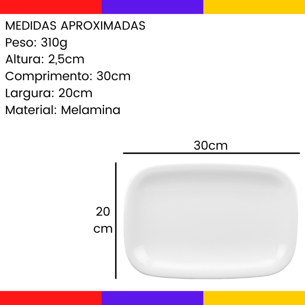 Travessa Retangular Melamina 30 cm Gourmet Mix