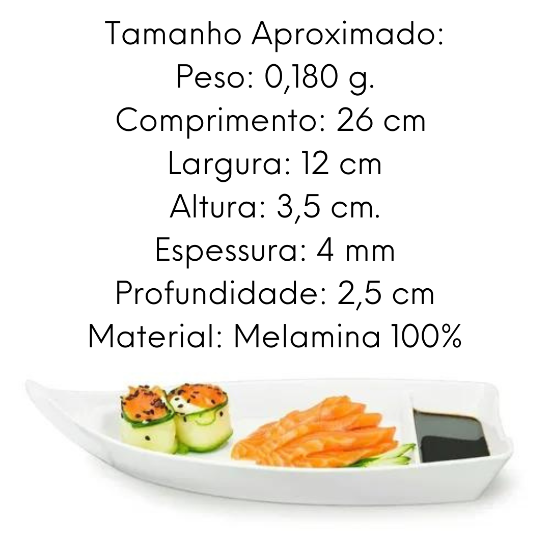 Barco para sushi/sashimi 26 cm Melamina branco Gourmet Mix