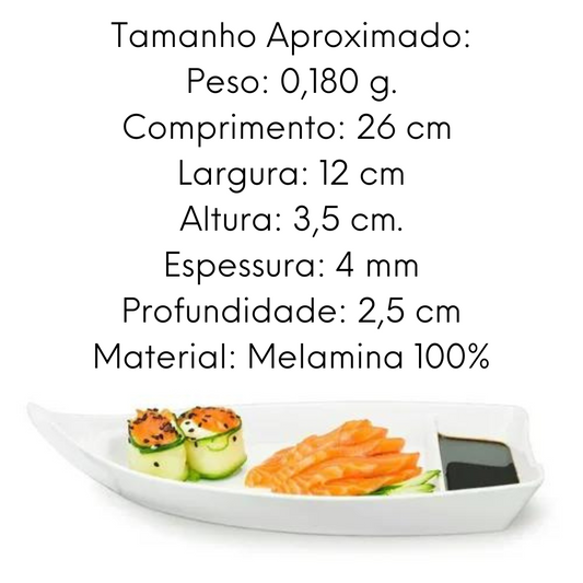 Barco para sushi/sashimi 26 cm Melamina branco