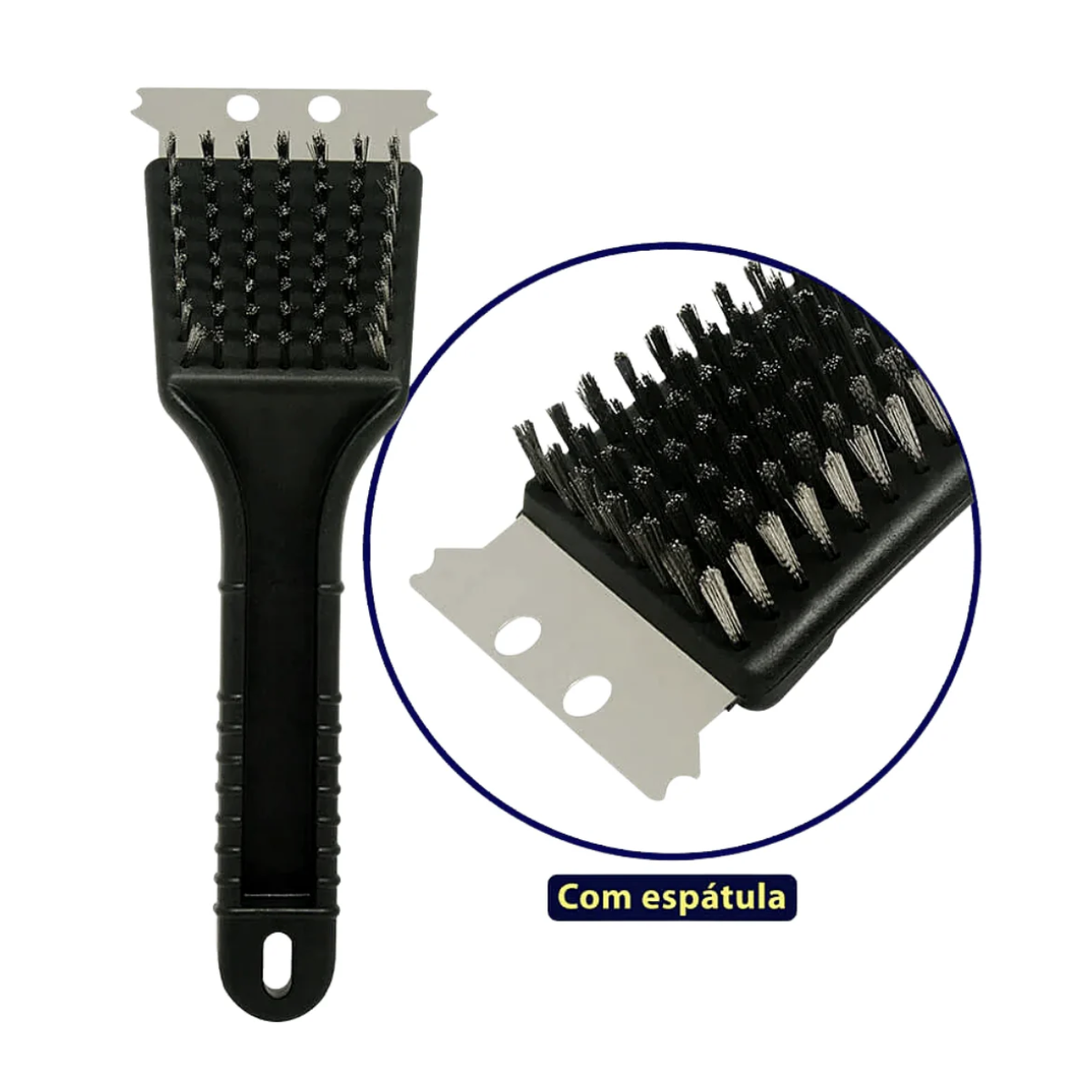 Escova Para Limpar Grelha de Churrasco Com Espátula Original