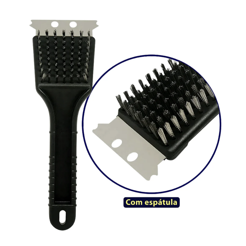 Escova Para Limpar Grelha de Churrasco Com Espátula Original