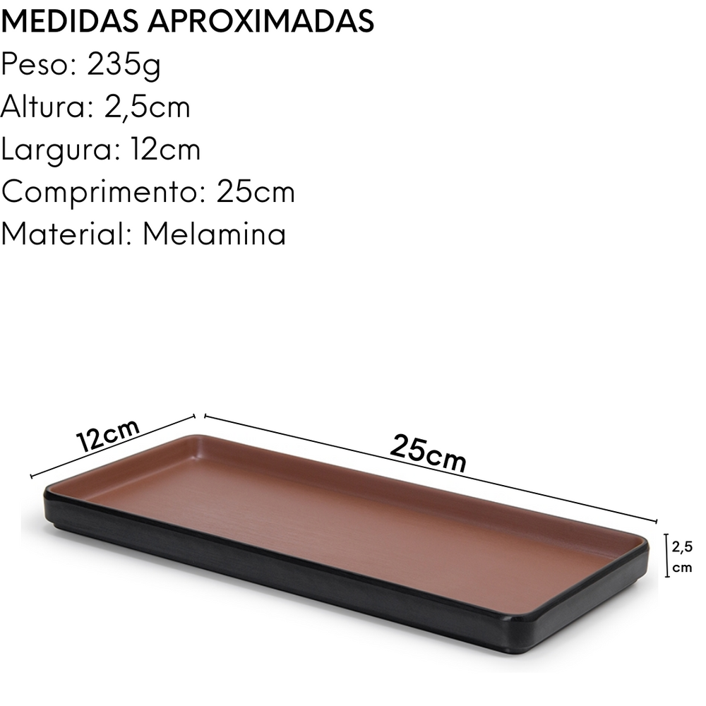 Prato Retangular Melamina Dual Color Terra Cota Gourmet Mix