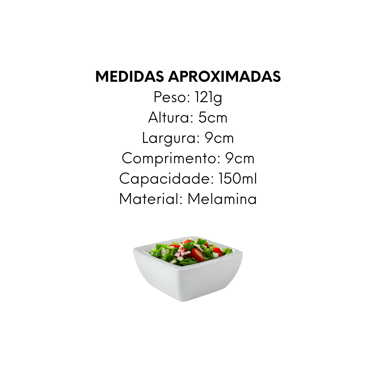 Saladeira Melamina Quadrada 9cm - A Gourmet