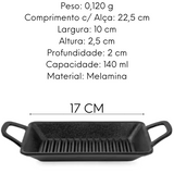 Mini Travessa Grill Fingerfood Retangular C/ Alça Preto Gourmet Mix