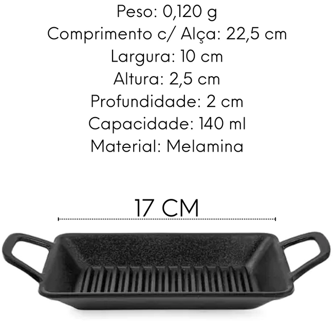 Mini Travessa Grill Fingerfood Retangular C/ Alça Preto Main Image
