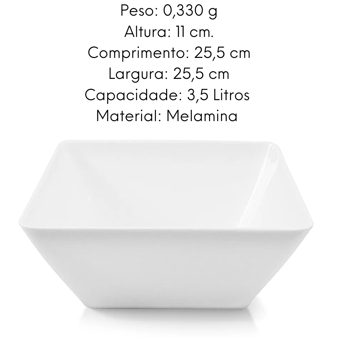 Saladeira quadrada melamina 3,5L Gourmet Mix