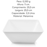 Saladeira quadrada melamina 3,5L Gourmet Mix