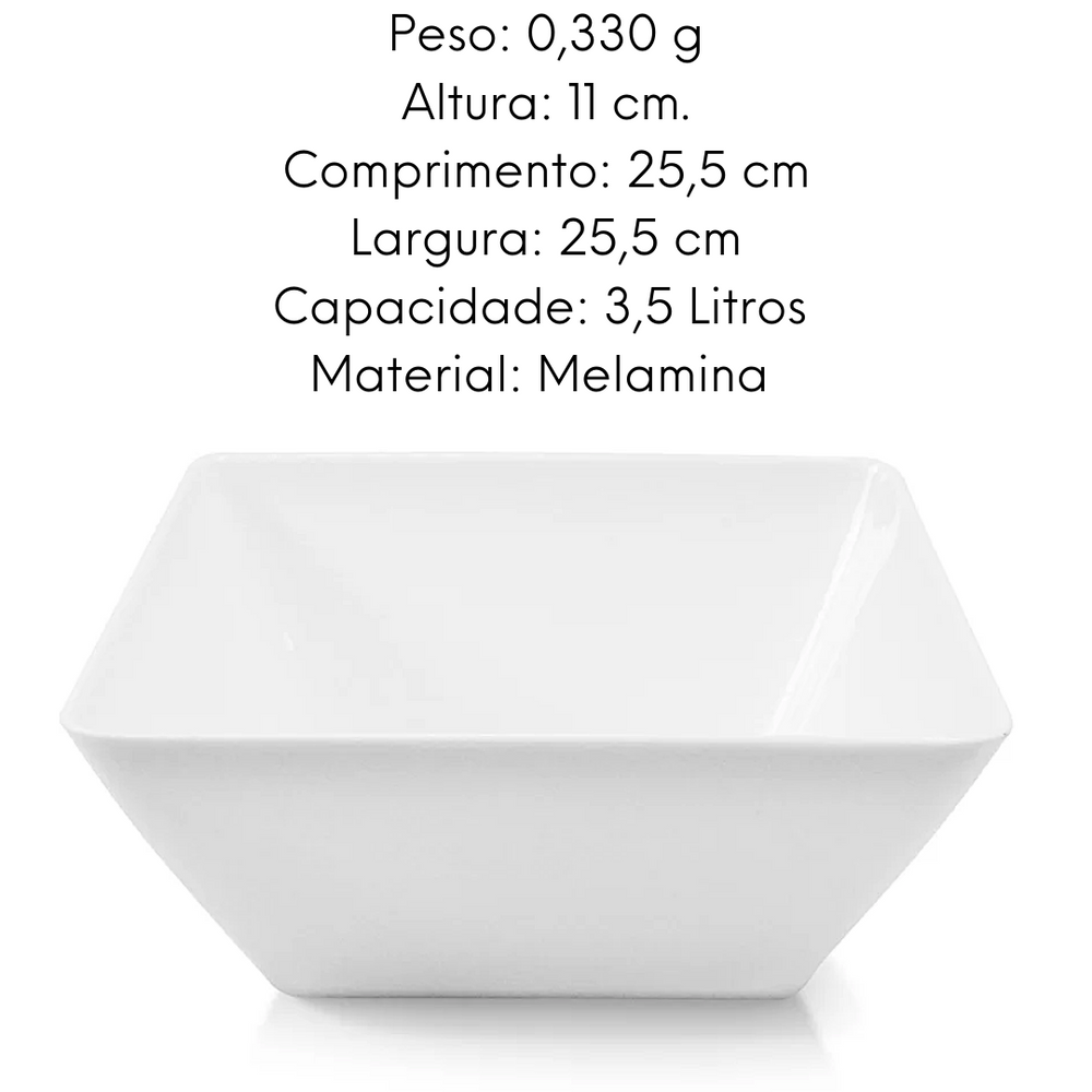 Saladeira quadrada melamina 3,5L Gourmet Mix