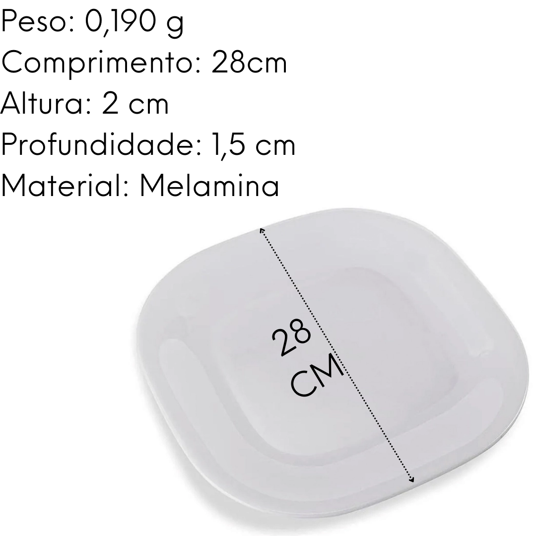 Prato quadrado raso Melamina Gourmet Mix