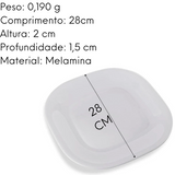 Prato quadrado raso Melamina Gourmet Mix