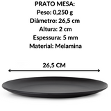Prato redondo melamina black Gourmet Mix