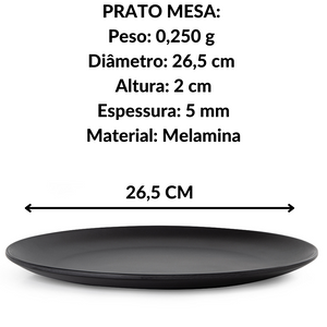 Prato redondo melamina black Gourmet Mix