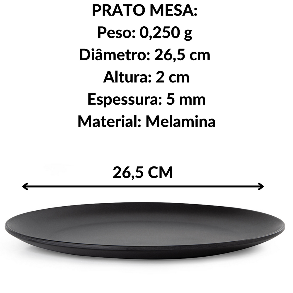 Prato redondo melamina black Gourmet Mix