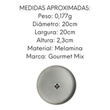 Prato 20cm Borda Reta Areia Branca Melamina Gourmet Mix