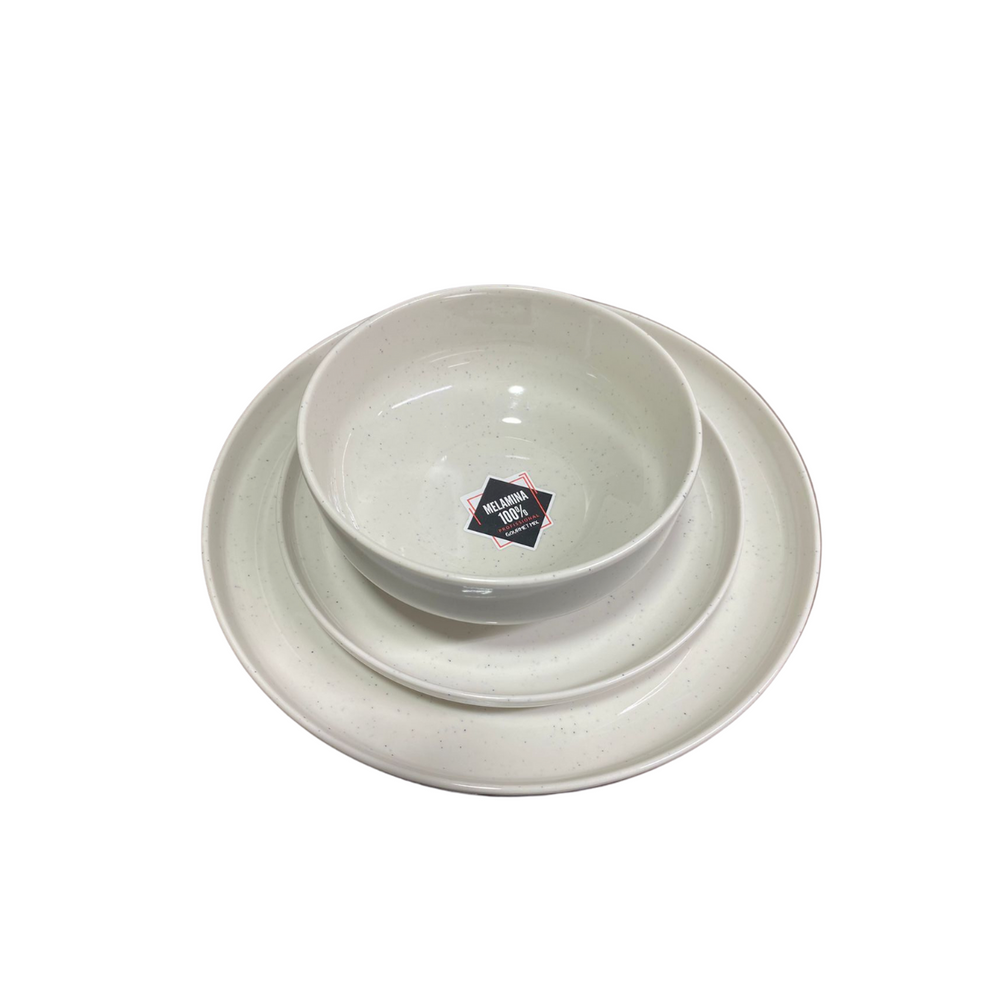 Prato 20cm Borda Reta Areia Branca Melamina Gourmet Mix