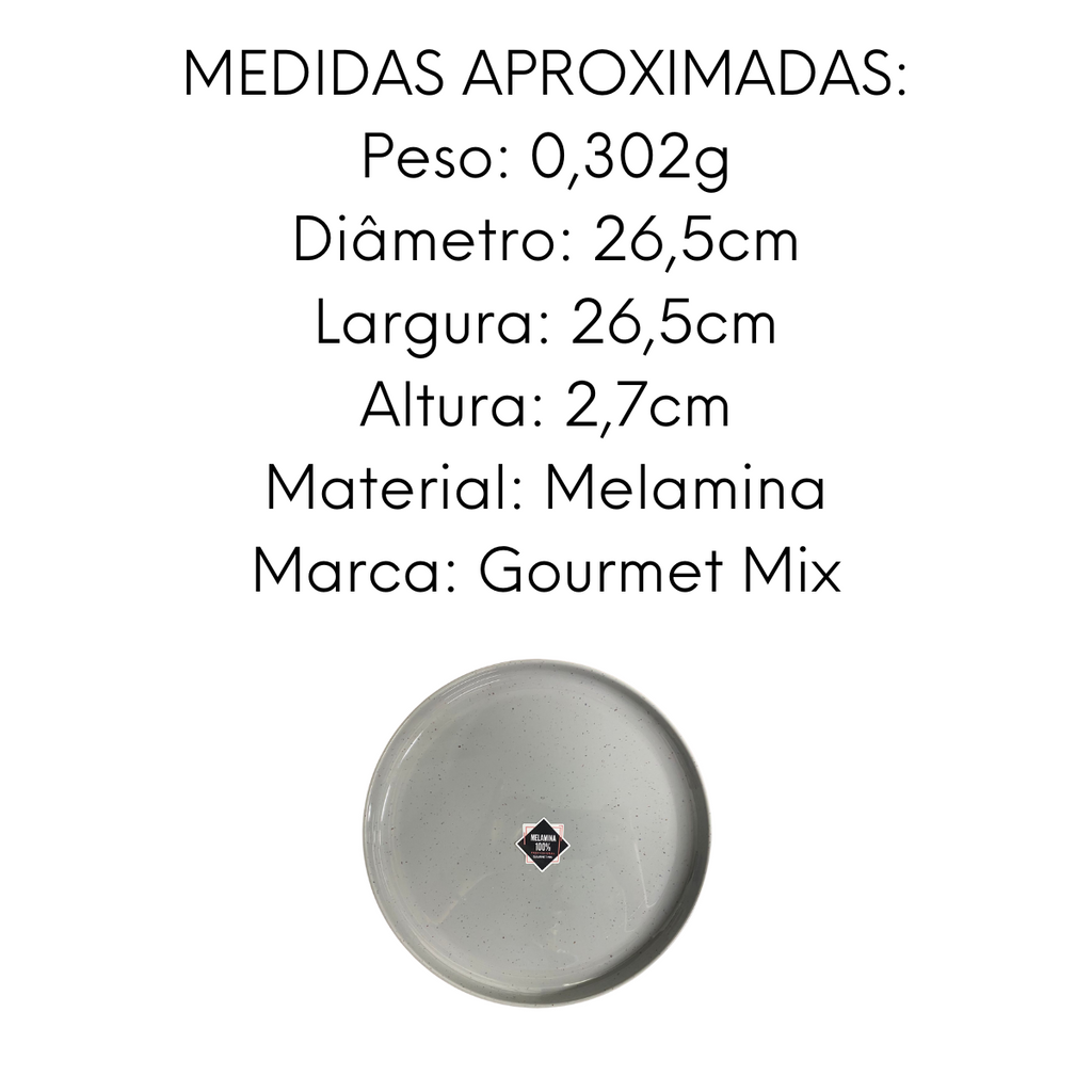 Prato de Melamina Areia Branca 26,7cm Gourmet Mix
