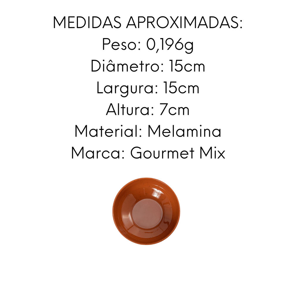 Tigela Bowl de Melamina 15cm Areia Terracota 700ml Gourmet Mix