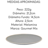 Prato Rustic 21cm de Melamina Cinza Stone - A Gourmet