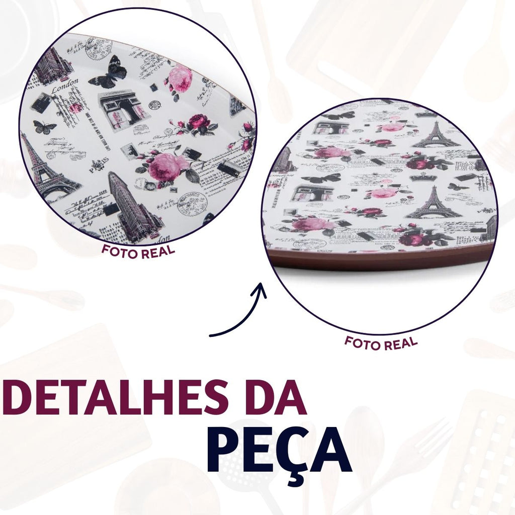 Bandeja Servir Redonda Antiderrapante Paris