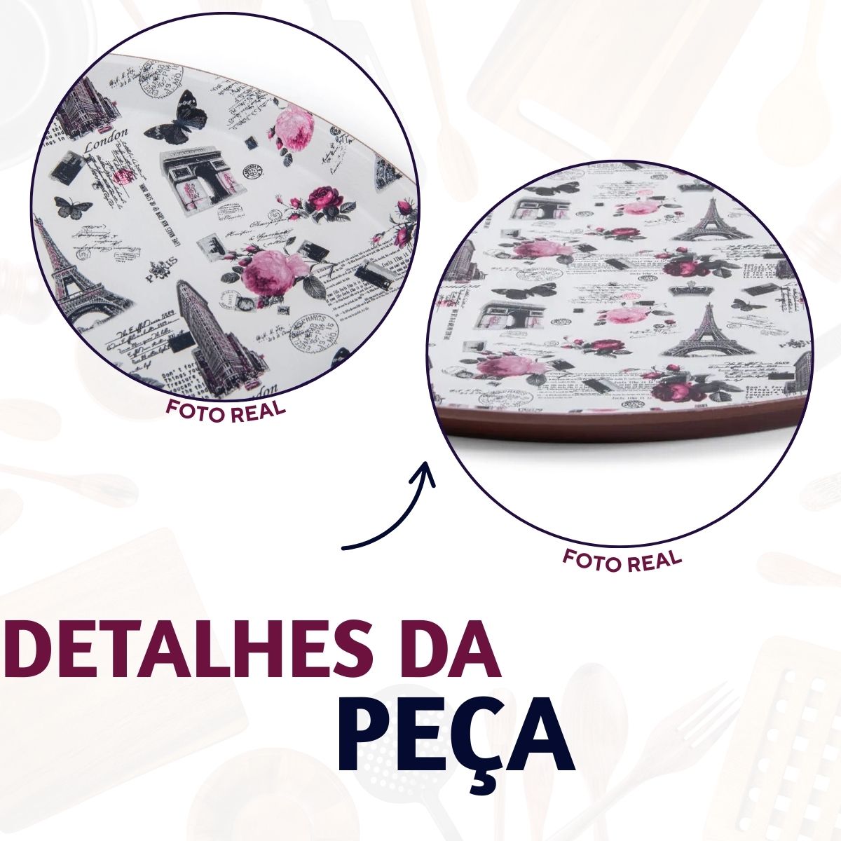 Bandeja Servir Redonda Antiderrapante Paris