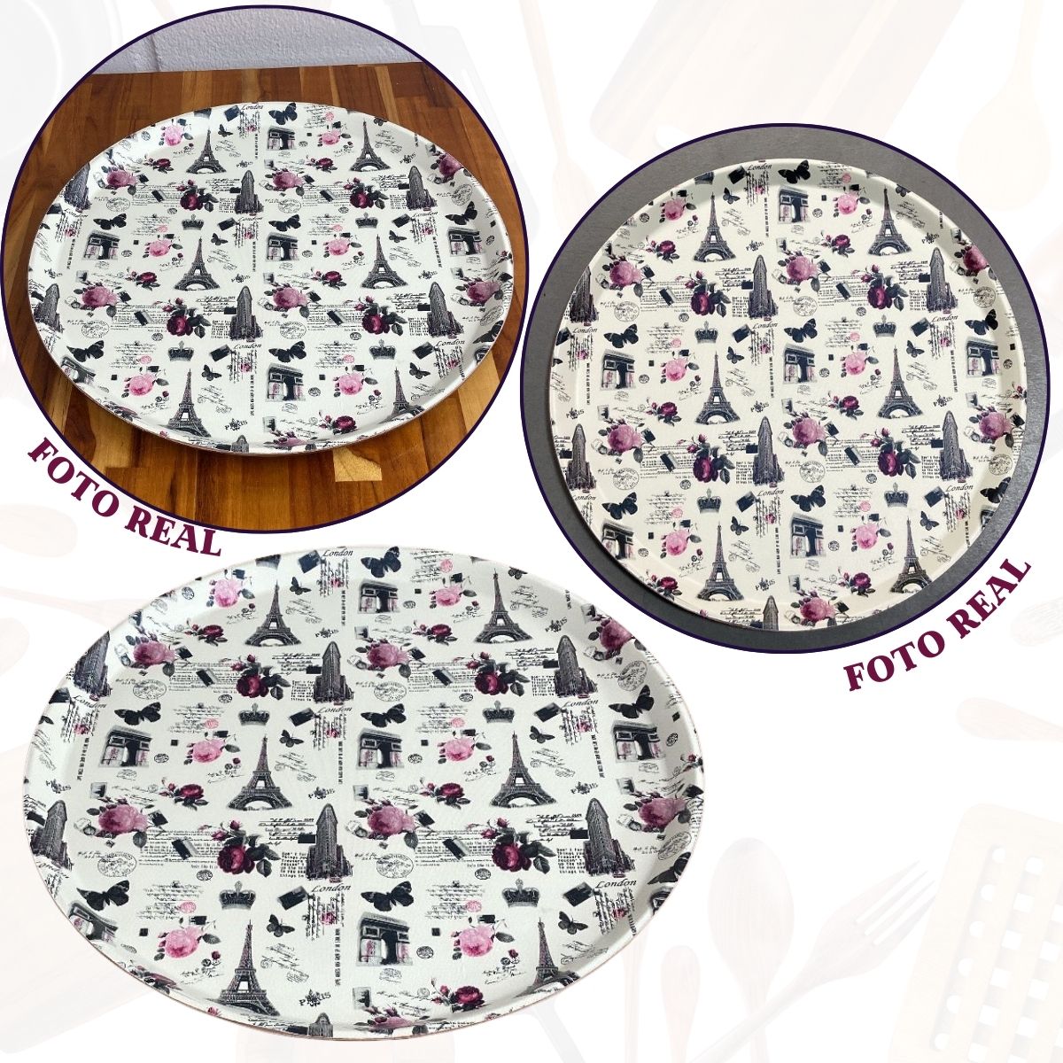 Bandeja Servir Redonda Antiderrapante Paris
