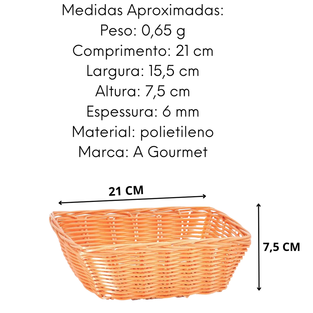 Cesto Retangular de Vime Sintético 21cm GZT