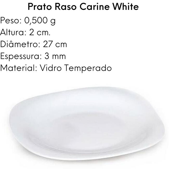 Prato Raso Carine White 27cm Luminarc Vidro Temperado Main Image
