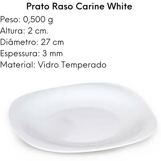 Prato Raso Carine White 27cm Luminarc Vidro Temperado