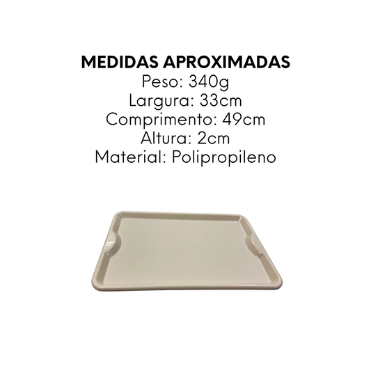 Bandeja Home Bege de 49cm em Polipropileno