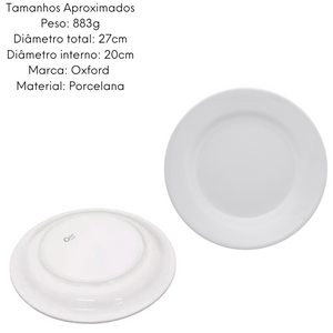 Prato Raso Peso Certo Branco 27cm Oxford