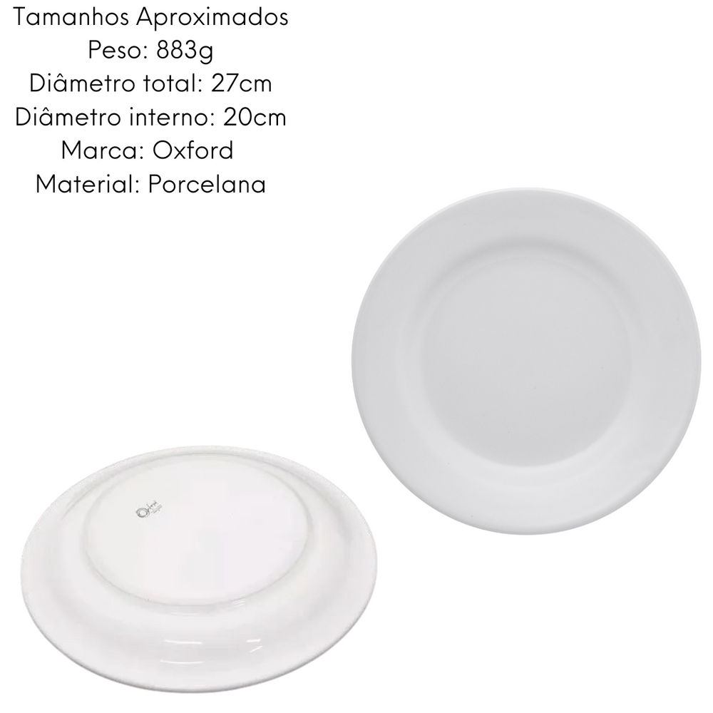 Prato Raso Peso Certo Branco 27cm Oxford